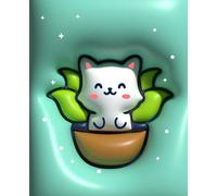 3D Inflated Kawaii Cat in Plant Pot Composition Notebook: Cute 7.5x9.25" Journal for School, College, & Daily Journaling | 110 Lined Pages