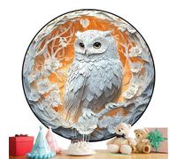 3d Jigsaw Puzzle, Wooden Owl Puzzle, Stylish Bird Brain Teaser, 11.4x11.4 Inches Unique Strigidae Design, Challenging s for Thanksgiving and Holidays