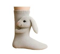 3D Knit Animal Socks,Cute Handmade Crocheted Animal Sock,Novelty Winter Warm Thick Floor Sock,Cozy Winter Home Socks (J)