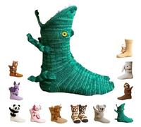3D Knit Animal Socks,Unisex Animal Socks Hand Crocheted,Double-layer cotton warm non-slip plush animal hug socks (H)