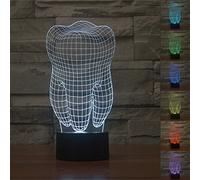 3D Lampada da Tavolo,KINGCOO 3D Optical Illusion Visiva illuminazione luce Notturna 7Cambiamento Colore Pulsante Touch USB Atmosfera Lampada da Notte LED (Dente)