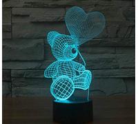 3D Led Night Light Balloon Teddy Bear Love Heart Action Figure 20 Colori Tocco Illusione Ottica Lampada Da Tavolo Modello Di Decorazione Della Casa
