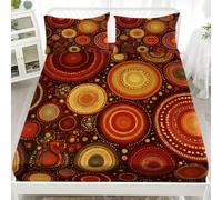 3D Lenzuolo con Angoli in Microfibra 120x200x30cm Cerchi Concentrici Dipinti Altezza Materasso Fino a 30 cm Traspirante Morbido Copriletto Colore Arancione Set di Biancheria da letto