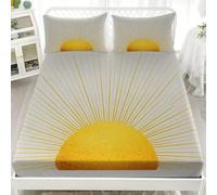 3D Lenzuolo con Angoli in Microfibra 180x200x30cm Il Sole Splende Altezza Materasso Fino a 30 cm Traspirante Morbido Copriletto Grigio Chiaro Set di Biancheria da letto