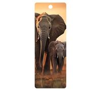 3D LiveLife Bookmark - Sunset Stroll di Deluxebase. Un segnalibro a forma di elefante con un'illustrazione lenticolare 3D con licenza del famoso artista David Penfound.