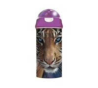 3D LiveLife Deluxebase, borraccia lenticolare 3D con tigre e cannuccia. Borraccia per bambini da 600 ml con opere d'arte originali di un famoso artista Collin Bogle