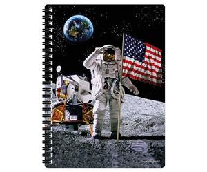 3D LiveLife Notebook - Atterraggio sulla Luna di Deluxebase. Taccuino Lenticular 3D Space da 80 pagine. Cancelleria per la scuola o l'ufficio, con licenza dell'artista David Penfound.