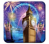 3D LiveLife Sottobicchiere di Sughero - London Eye & Big Ben di Deluxebase. Sottobicchiere Lenticolare in 3D a tema Londra. Tappetino antiscivolo con opera d'arte del celebre artista Michael Searle