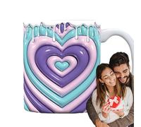 3D Love Mug - 400ml Valentine Porcelain Beverage Cup, Stoneware Coffee Tea Latte Hot Cocoa, Ceramic Drinkware, Aesthetic Romantic Design With Smooth Glazed Supporting Easy