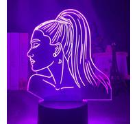 3D Luce Notturna Cantante Ariana Grande Regalo Per I Fan Camera Da Letto Decorazione Luce Led Sensore Touch Cambia Colore Lavoro Lampada Celebrità-16 Colori Con Telecomando