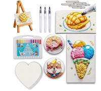 3D Magic Foam Texture Painting Kit, Magic Puffy Paint Art, Puffy Popcorn Magics Foam Texture Painting Kit with Foams Paint Paper and Markers, DIY Bubble Drawing Pens for Painting (Heart-shaped)