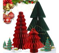 3D Magnetic Paper Christmas Tree,Foldable Honeycomb Christmas Paper Tree Table Centerpieces,Xmas Trees Decorations For Holiday Farmhouse Decoration (A)