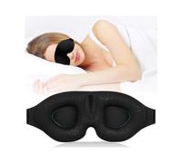 3d Man And Woman Sleep Mask with Innovative Hidden Nose Wings Pattern, Black Rubber Adjustable Night Mask