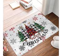 3D Merry Christmas decoration door mat Christmas tree snowflake printed floor mat kitchen bathroom door mat absorbent non-slip-40x60cm