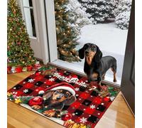 3D Merry Christmas puppy welcome door mat suitable for home decoration bedroom room bathroom kitchen floor mat soft and non-slip-40x60cm