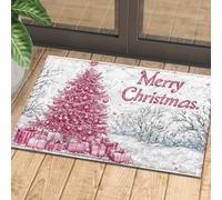 3D Merry Christmas Welcome door mat Winter Christmas tree pattern home decoration room bathroom Kitchen floor mat non-slip-50x80cm