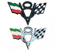 3D Metal Car Sticker Decals Lettering, 2 pezzi, Argento Metallo italiana Bandiera V8 Racing, Car Rear Car Rear Badge, Adesivo metallico posteriore V8 per Auto Auto Van Paraurti Baule Boot Baule