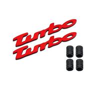3D Metallo TURBO Logo Car Badge Emblem Sticker + 4Pcs Stile zigrinato con tappi valvola di base in plastica per Universal Car Styling Accessori decorativi (Rosso)