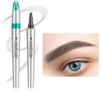 3D Microblading 4-tip Eyebrow Pencil,Makeup Applicator Tattoo Brow Marker for Daily Natural Look,Long-Lasting,Smudge-proof Eyebrow Makeup (Dark Brown)