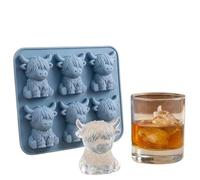 3D Mini Highland Cow Ice Cube Mold - Cute Silicone Tray for Cocktail, Whiskey, Bourbon, Beer & Drinks - BPA-Free Flexible Mold for Chocolate, Candy, Jelly & Homemade Treats - Fun Gift for Cow Lovers