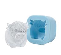 3D Mini Highland Cow Ice Cube Mold - Cute Silicone Tray for Cocktail, Whiskey, Bourbon, Beer & Drinks - BPA-Free Flexible Mold for Chocolate, Candy, Jelly & Homemade Treats - Fun Gift for Cow Lovers
