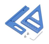 3D Multi Angle Measuring Ruler | 45 & 90 Degree Aluminum Alloy Woodworking Square Protractor | Miter Triangular Ruler for Engineers/Carpenters/DIY | 112 x 85 x 79mm (Blue)