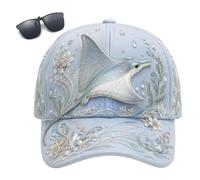 3D Ocean Creatures Embroidery cap,Adjustable Cotton Baseball cap with Raised Marine Animal Embroidery,UV Protection Sun cap