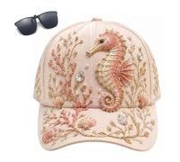 3D Ocean Creatures Embroidery cap,Adjustable Cotton Baseball cap with Raised Marine Animal Embroidery,UV Protection Sun cap