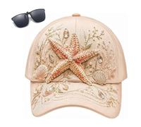 3D Ocean Creatures Embroidery cap,Adjustable Cotton Baseball cap with Raised Marine Animal Embroidery,UV Protection Sun cap