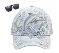 3D Ocean Creatures Embroidery cap,Adjustable Cotton Baseball cap with Raised Marine Animal Embroidery,UV Protection Sun cap