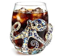 3D Octopuses Stemless Wine Glasses |Artisanal Blue Ringed Octopus Glassware
