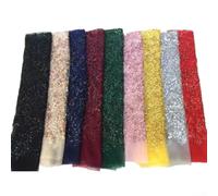 3D Paillettes Mesh Lace Fabric 91x125cm Embroidery (Red)