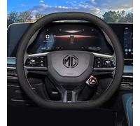 3D Pelle Nappa Coprivolante per MG HS 2024 2025,Coprire Volante Migliorare Tatto Aspetto Protezione Volante Morbido Elegante Interni Auto Estate Uomo Donna,Black