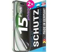 3D Pellicola protettiva per schermo per Apple iPhone 15 Plus Privacy [2 pezzi | smart engineered] - Anti-Spia, Case-friendly, Non Vetro Temperato ma Pellicola Protettiva TPU, Anti-spy