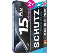3D Pellicola protettiva per schermo per Apple iPhone 15 Pro Privacy [2 pezzi | smart engineered] - Anti-Spia, Case-friendly, Non Vetro Temperato ma Pellicola Protettiva TPU, Anti-spy