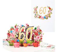 3D Pop-up Biglietti di Auguri per il Compleanno,Fiori Carta per Adulti per i 60 Anni,Biglietti di Anniversario con Messaggi e Buste,Cartoline di Anniversario per Matrimonio,Amicizia e Lavoro