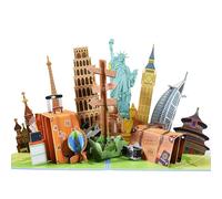 3D Pop-Up Card Travel, Biglietti di Auguri Compleanno, Biglietto di Auguri per Viaggi di Pensionamento e Laurea con Busta, Biglietto Regalo Viaggio per Viaggi in Città, Crociere o Luna di Miele