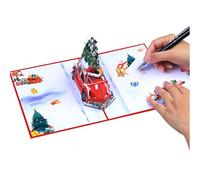 3D Pop-Up Christmas Card - Creative Pop-Up Greeting Card | Handmade Christmass Cards with Red Car & Christmas Tree for Family, Friends & Festive Greetings