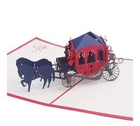 3D Pop Up Horse Carriage Paper Craft Card Regalo di compleanno del Ringraziamento Rosso elegante e popolareTrattamento sostenibile