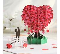3D Pop Up Karte, Biglietto di Matrimonio Pop-Up, 3D Albero del Cuore con Busta, biglietto regalo 3D per moglie, fidanzata, per Compleanno, San Valentino, Anniversario, Matrimonio