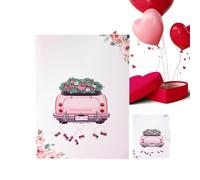 3D Pop-up Wedding Card - Romantic Pink Vintage Wedding Car Newlywed Blessing Card | Creative Engagement Gift | Coppia Souvenir
