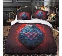 3D Print 3 Pcs Bedding Set Bedroom Decor Zipper Closure Design Pigeon Digital Comforter Cover Easy Care Machine Washable for Teens,Youth,Boys Abstract Geometric Bird Quilt Cover King（220x240cm）