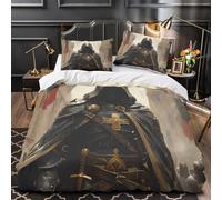 3D Print 3 Pcs Bedding Set Room Decor Zipper Super Soft Medieval Knight Quilt Cover Durable Hotel Quality for Girls,Youth,Teenagers fantasy Warrior Duvet Cover King（220x240cm）