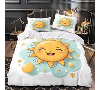 3D Print 3-Piece Bedding Set Bedroom Decor Hidden Zipper Super Soft Sun Character Duvet Cover Breathable Machine Washable for Girls,Boys,Youth Cute Coon Comforter Cover Super king（260x220cm）