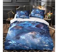 3D Print 3-Piece Bedding Set Bedroom Decor Zipper Closure Super Large Fish Jumping Quilt Cover Machine Washable Easy Care for Kids,Teens,Adults Ocean Wildlife Duvet Cover Super king（260x220cm）