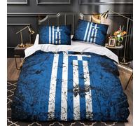 3D Print 3 Pieces Bedding Set Bedroom Decor Zipper Closure Ultra Greek Flag Comforter Cover Hypoallergenic Machine Washable for Girls,Adults,Teens grunge Vintage Quilt Cover Super king（260x220cm）