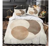 3D Print 3 Pieces Bedding Set Home Decor Hidden Zipper Super Soft Abstract Circle Quilt Cover Washable Hotel Quality for Adults,Kids,Teenagers Minimalist Geometric Duvet Cover Single（140x200cm）
