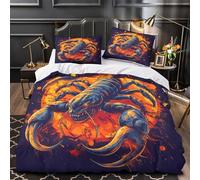3D Print 3 Pieces Bedding Set Room Decor Zipper Ultra Soft Scorpion work Comforter Cover Durable Easy Care for Children,Teens,Women vibrant Fantasy Quilt Cover Double（200x200cm）