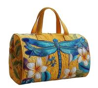 3D Print Quilted Duffle Bag, Retro Travel Tote Handbag，Yellow | Foldable Lightweight, Colorful Floral Luggage, Unisex Weekender Bags Casual for Trips Gym Camping Beach Hiking