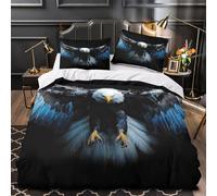 3D Printed 3-Piece Bedding Set Bedroom Decor Zipper Closure Design Eagle Wings Spread Duvet Cover Durable Easy Care for Teenagers,Women,Boys Wildlife Nature Comforter Cover Single（140x200cm）